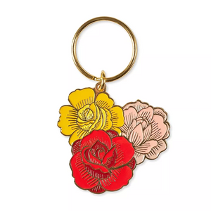 High Quality Flower Metal Keychain With Clasp