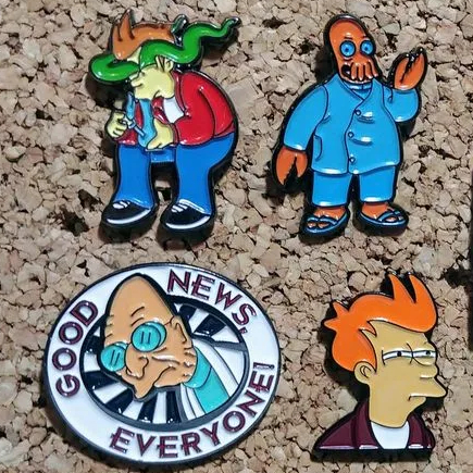 Pin Factory Black Dye metal Futurama Enamel Pins custom logo good news metal badges no MOQ 