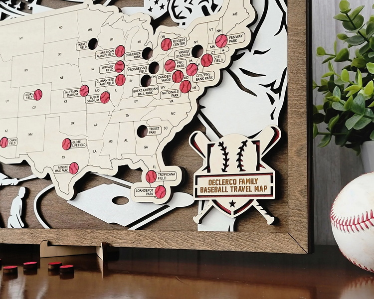 How Do Baseball Map Pins Help Track Stadium Visits?