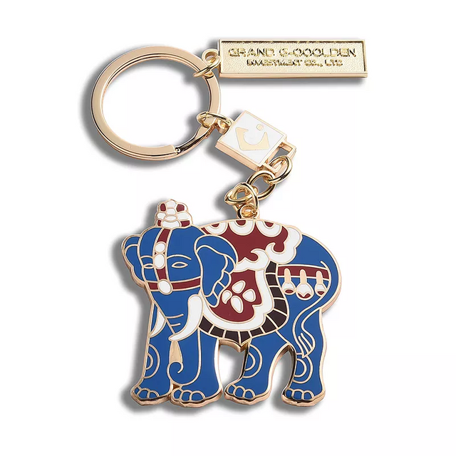 Cute Cartoon Animal Shaped Elephant Hard Enamel Metal Epoxy Keychain