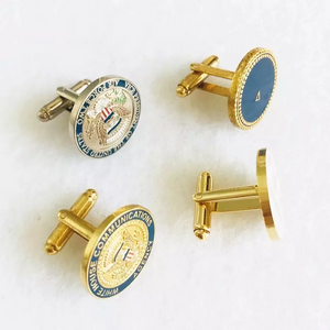 CuffLinks Round Shape Hard Enamel Soft Metal Cufflinks Gold Cuff Links Anniversary