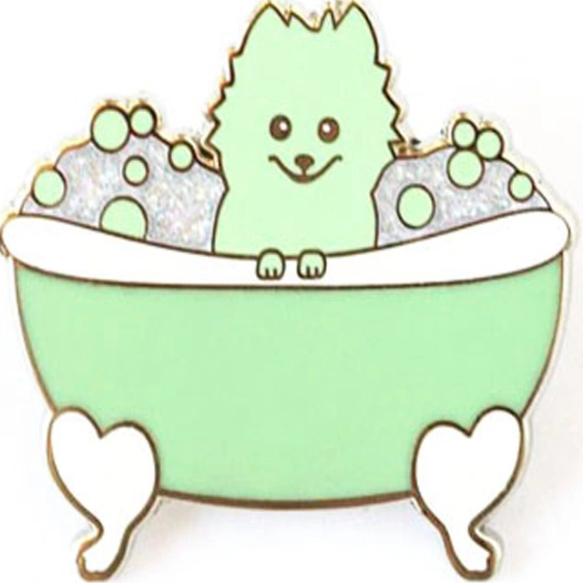 Custom Hard Enamel Metal Logo Glitter Shower Lapel Pins Tag Cute Dog Metal Pins Different Colors Same Mold Pin Badges